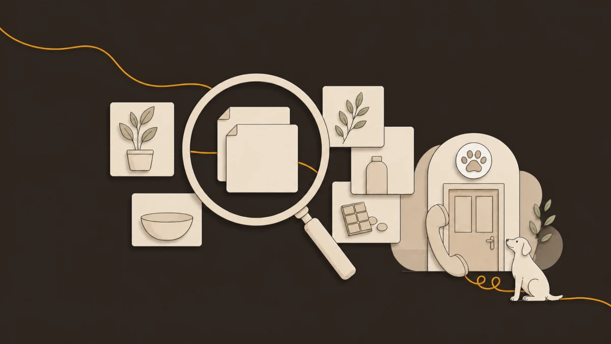 Illustration of a lookup and a phone call to a veterinarian