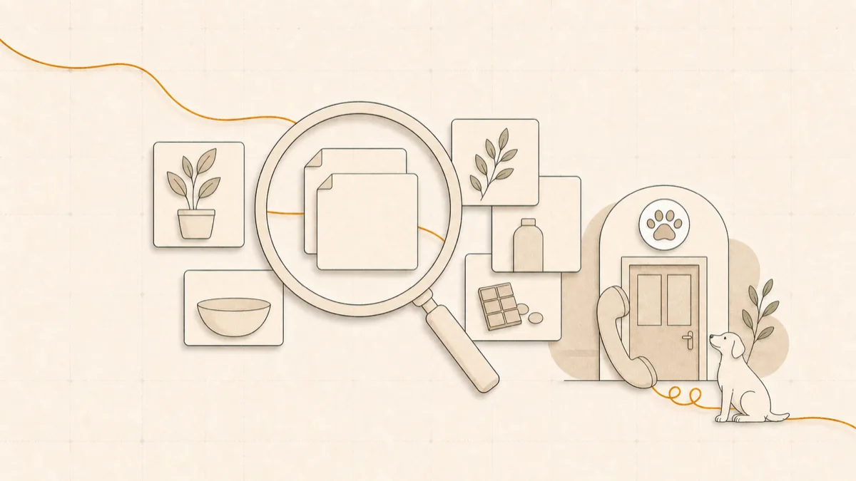 Illustration of a lookup and a phone call to a veterinarian
